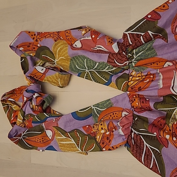 NWT House of Harlow 1960 Tropical Tucan Print Linen Blend Dress with Poc… - Picture 5 of 17